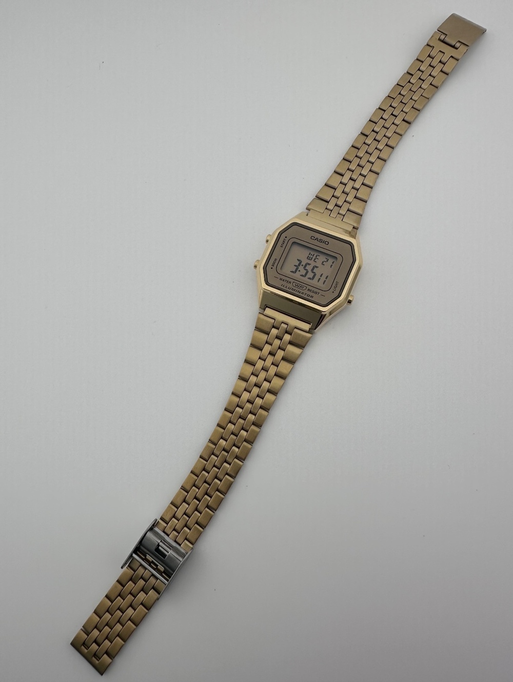 Casio LA680WGA-9D Gold Digital Watch, Retro Vintage Style, Gold Stainless Steel - Picture 9 of 9